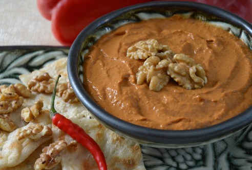 Middle Eastern Roasted Red Pepper Dip with Pomegranate and Walnuts