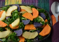Roasted Yam with Apple and Kale