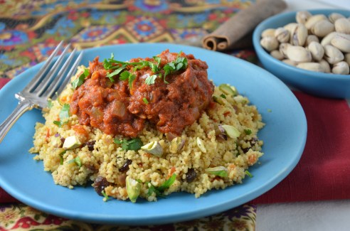 Moroccan Meatballs with Chickpeas in Spicy Tomato Sauce