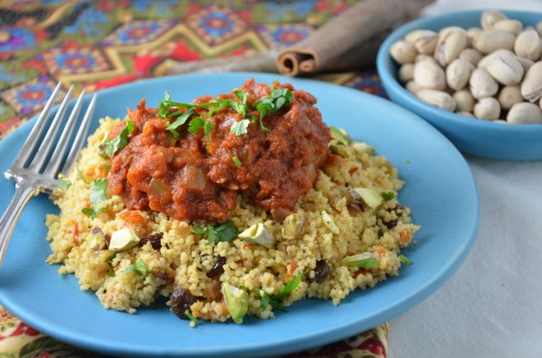 Moroccan Meatballs with Chickpeas in Spicy Tomato Sauce