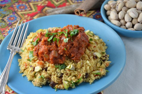 Moroccan Meatballs with Chickpeas in Spicy Tomato Sauce