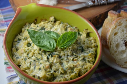 Warm Artichoke, Basil and Olive Dip