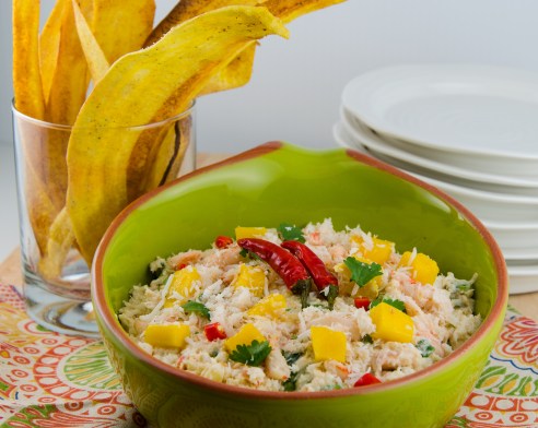 Coconut Crab Dip with Plantain Chips