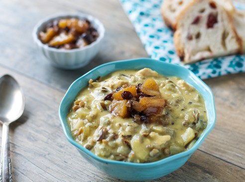 Chicken and Wild Rice Soup with Pineapple Currant Chutney