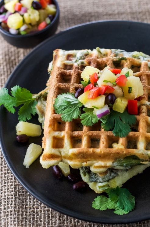 Savoury waffles are awesome for breakfast or lunch!
